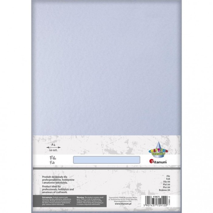 Set 10 foi pasla A4 Titanum, 2mm, albastru deschis, 297x210mm
