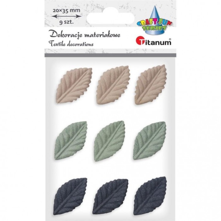 Kézműves készlet Titanum, texturált 3D anyagból készült levelek, 20x35mm, többszínű, 9 darab