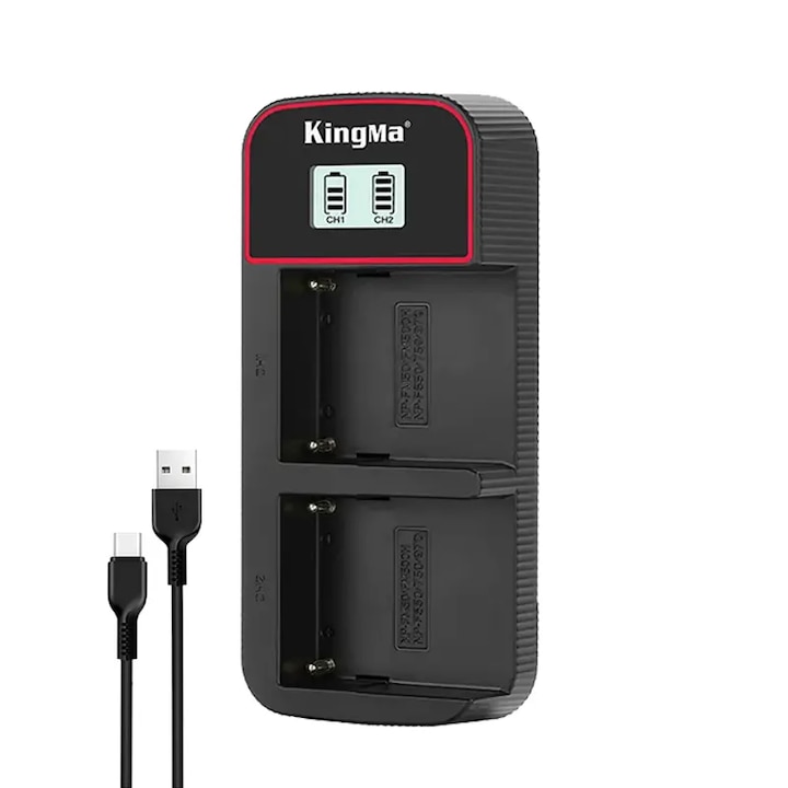 Incarcator USB dublu LCD NP-F550/750/950 pentru acumulator Sony Video