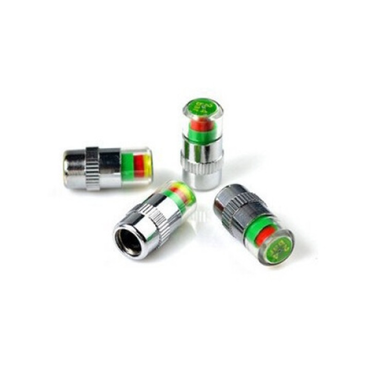 Комплект от 4 капачки за датчик за налягане в гумите, 3 цветни индикатора, за Skoda, 32PSI