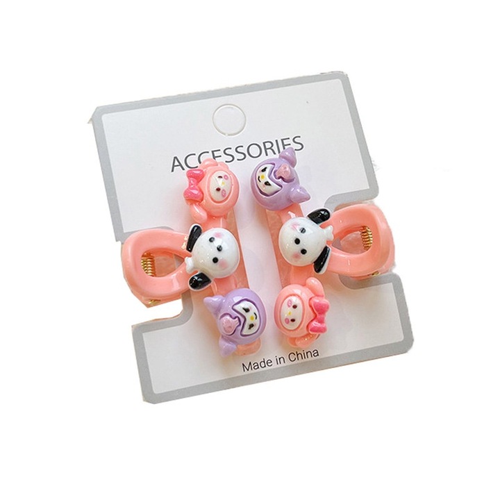 Hajcsat készlet lányoknak, rajzfilm, rózsaszín, 4 cm