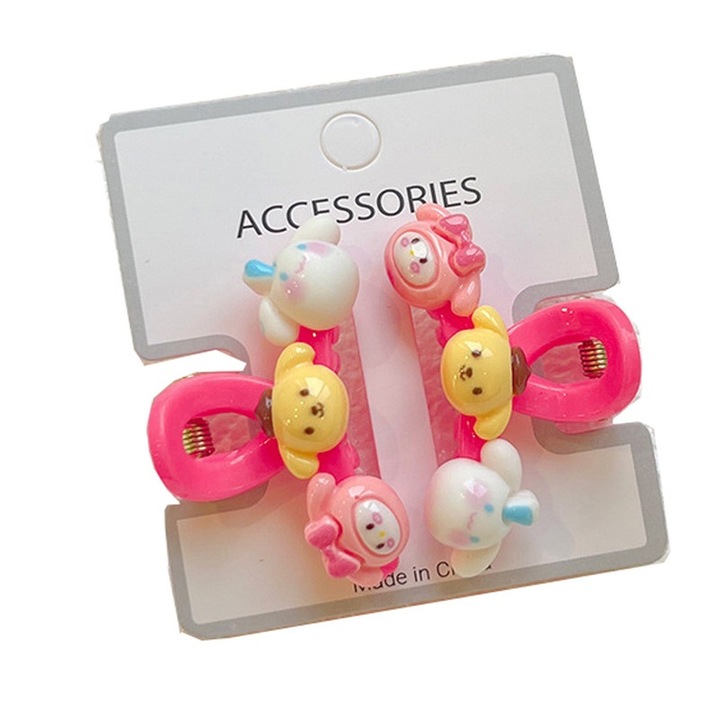 Hajcsat készlet lányoknak, koreai rózsaszín, 4cm