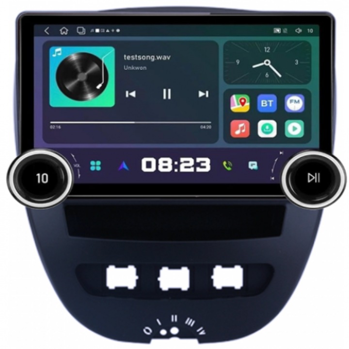 Dedikált navigációs rendszer, C1 2005-2013, Peugeot 107, Toyota Aygo Diamond, 8 GB RAM 128 GB ROM, Decacore, Android 13, 11,8" 2K QLED kijelző, Támogatja a 360º-os kamerát, aktív ventilátort, DSP-t, Carplay és Android Autot