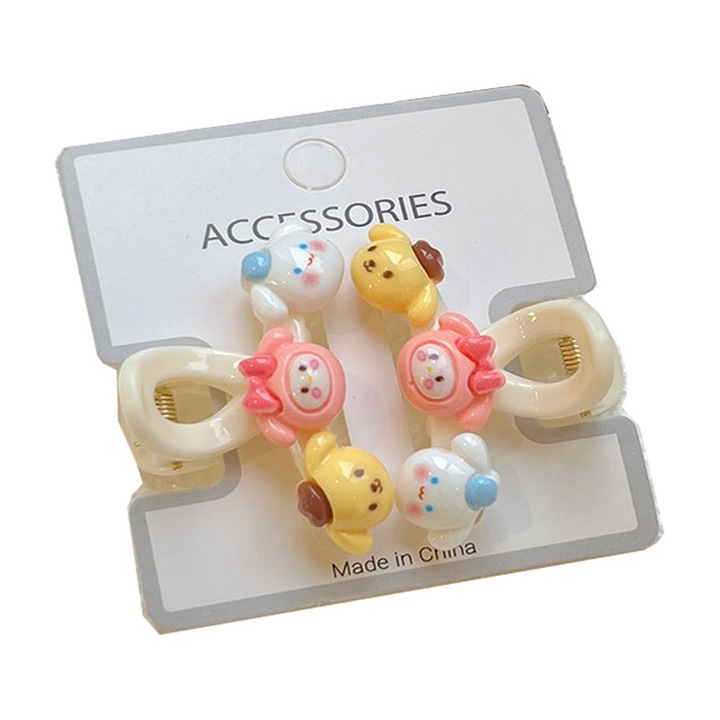 Hajcsat készlet lányoknak, rajzfilmek, bézs, 4cm