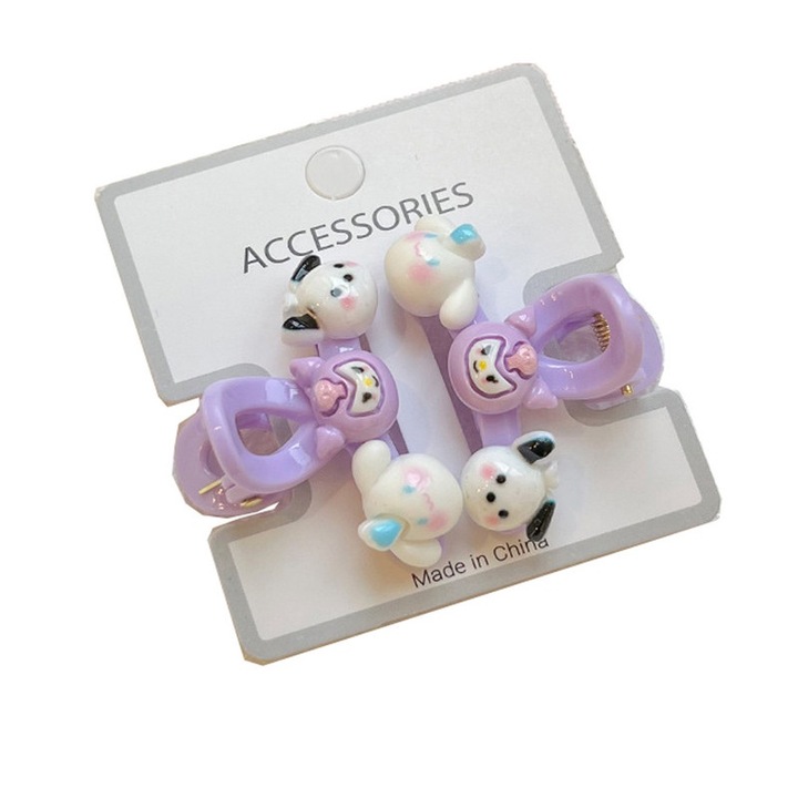 Hajcsat készlet lányoknak, rajzfilm, lila, 4cm