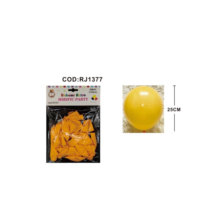 Retro lufi készlet, 25db, 25cm, sárga, rj1377