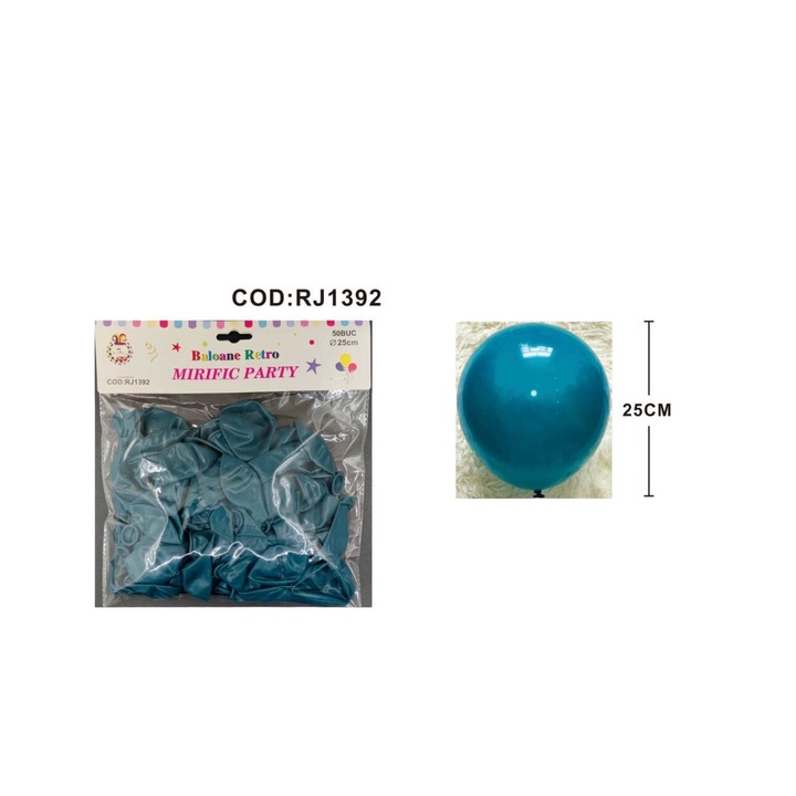 Retro lufi készlet, 50db, 25cm, rj1392, pávakék