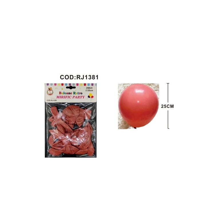 Retro lufi készlet, 25db, 25cm, rózsaszín, rj1381