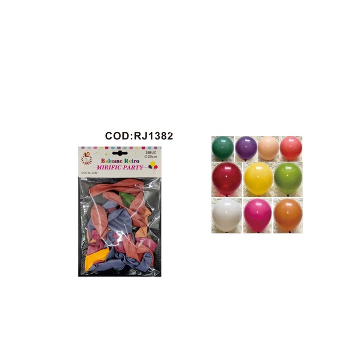 Retro lufi készlet, 25db, 25cm, színes, többsuínű, rj1382