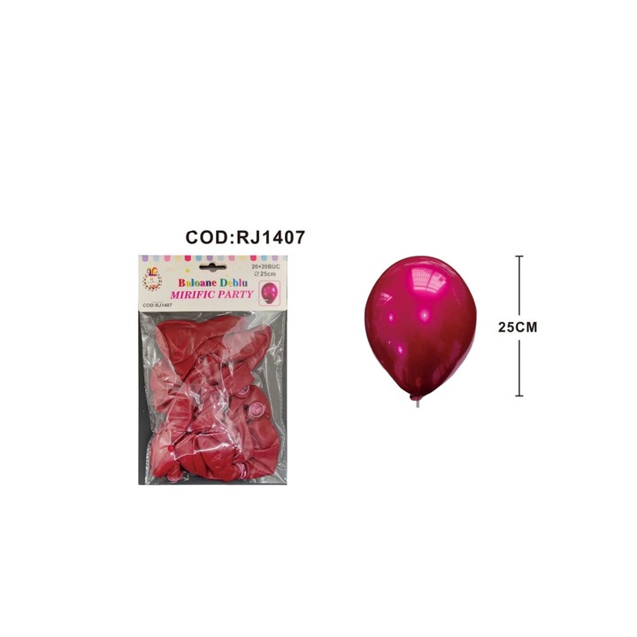 Set baloane dublu 20buc, visiniu, rj1407, 25cm