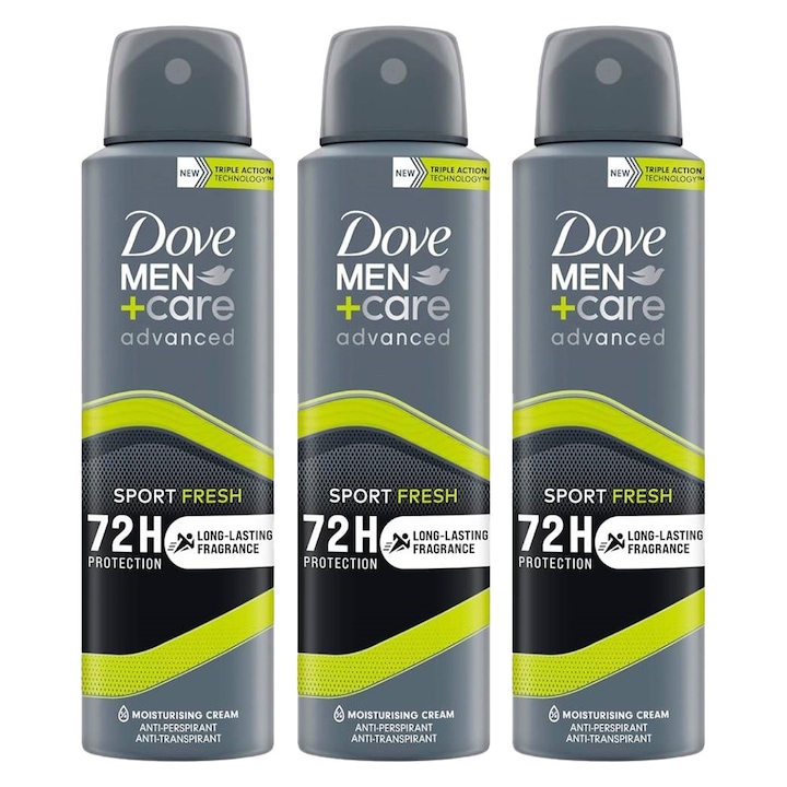 Set 3 x Deodorant Dove Men+Care Advanced Care Spray Sport Fresh, 150 ml