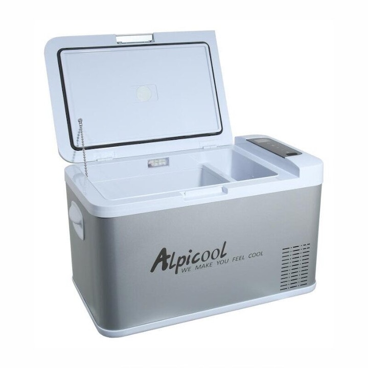 Frigider auto cu compresor 25L, 12V-24V-230V, 45W, -20°C, conectare bluetooth, cu aplicatie pe telefon, USB, 07081 Alpicool