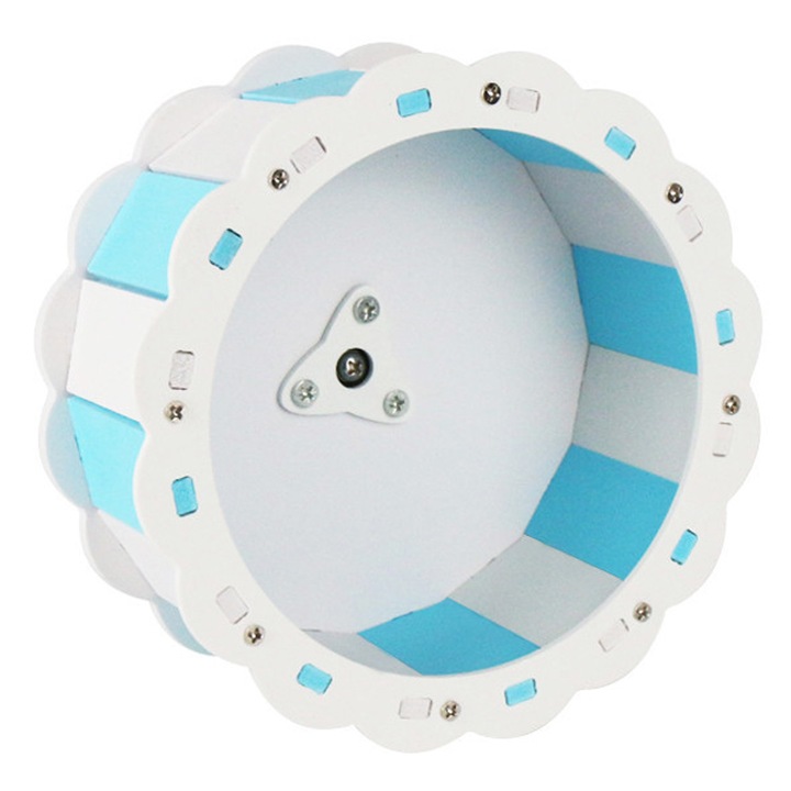 Roata de exercitii pentru hamsteri, BGHYHYHI, plastic, design silentios, antiderapant, albastru/alb