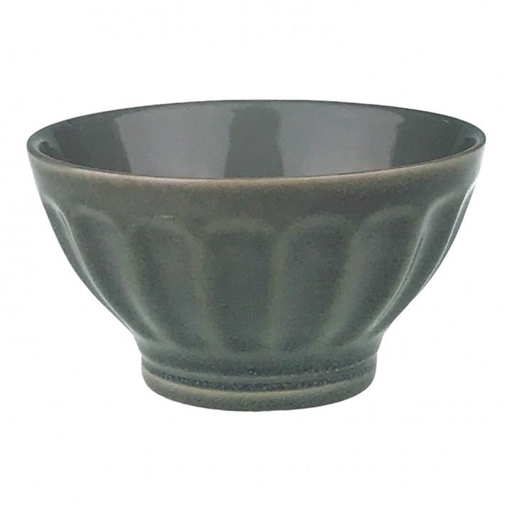 Bol din ceramica cu dungi, 13x8 cm verde