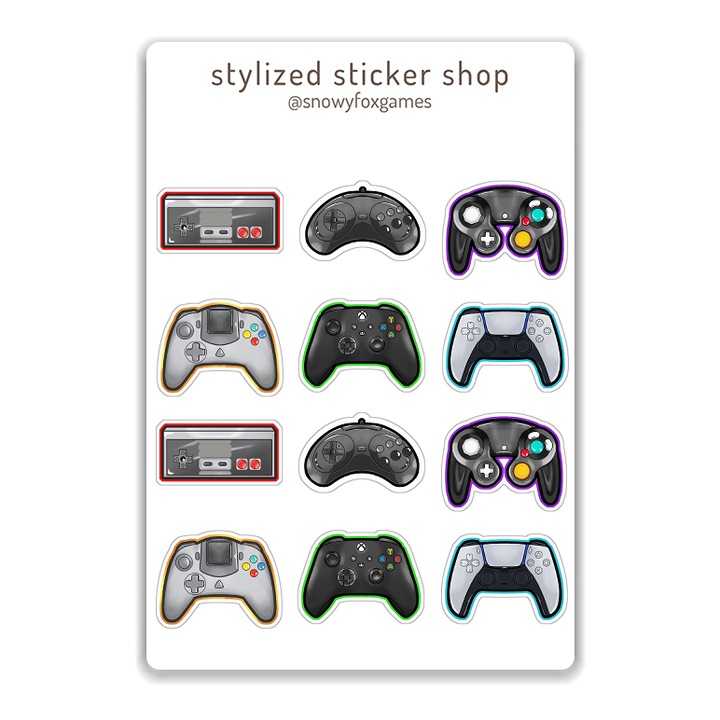 Set stickere Controllere, multicolor, lucios, waterproof