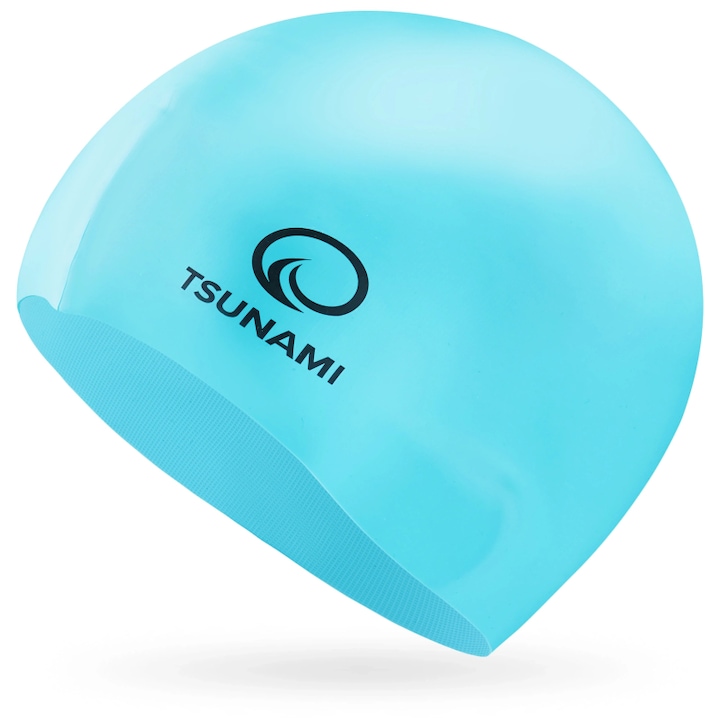 Casca inot pentru copii, Tsunami, Impermeabila, Suprafata interioara antiderapanta, Potrivire perfecta, Uscare rapida, Silicon hipoalergenic, 21 x 19 cm, Albastru