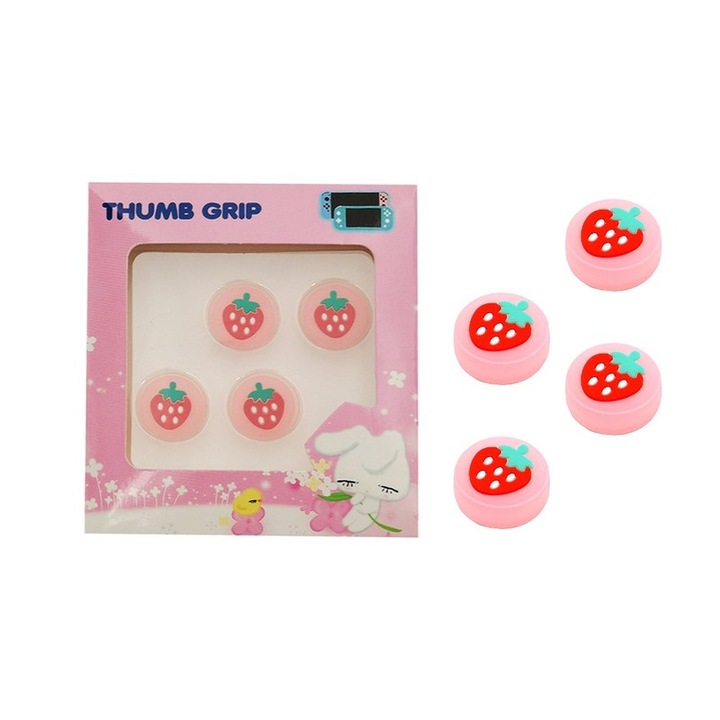 Комплект от 4 аксесоара за геймпад, Силикон, За Nintendo Switch, Многоцветен