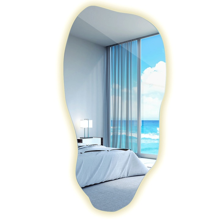 Oglinda asimetric LED, Coloray, Neutra 4000K, forma moderna, 50 cm x 100 cm, decorativ, fara rama, 010390550282400000000