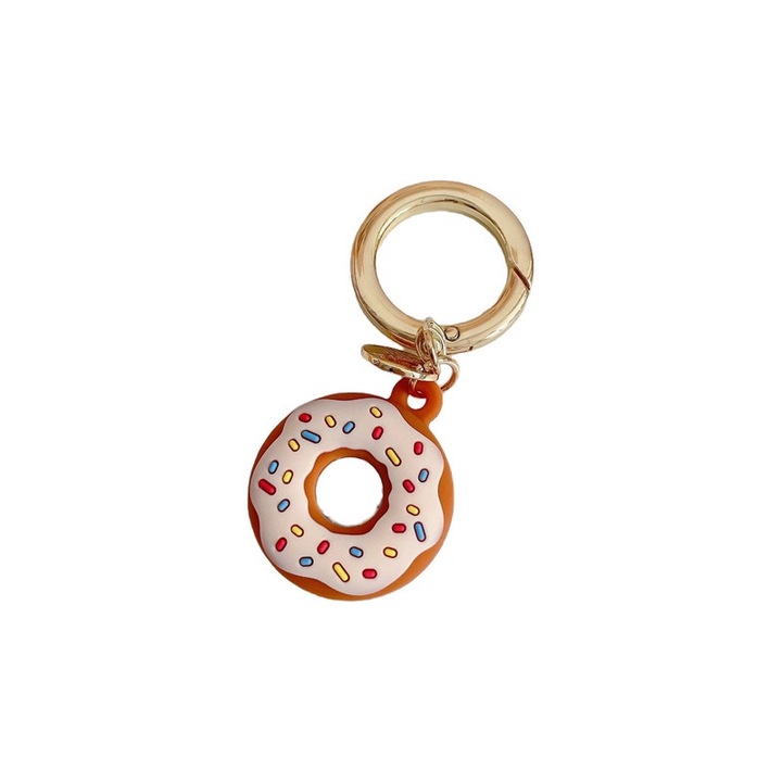 Husa pentru AirTag, Silicon, Alburiu, Gogoasa