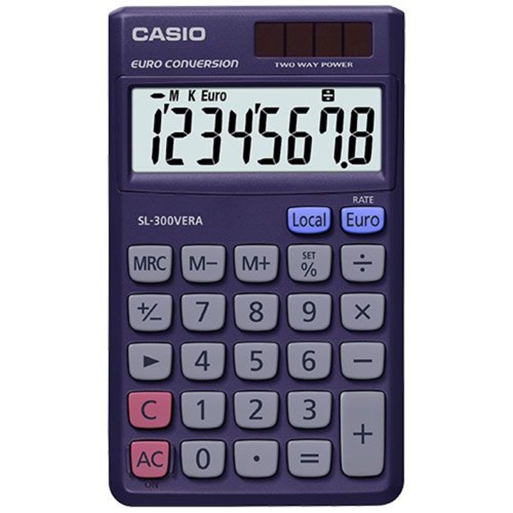 Calculator de birou Casio SL-300VERA, 8 caractere, violet, 7.5x70x118.5mm