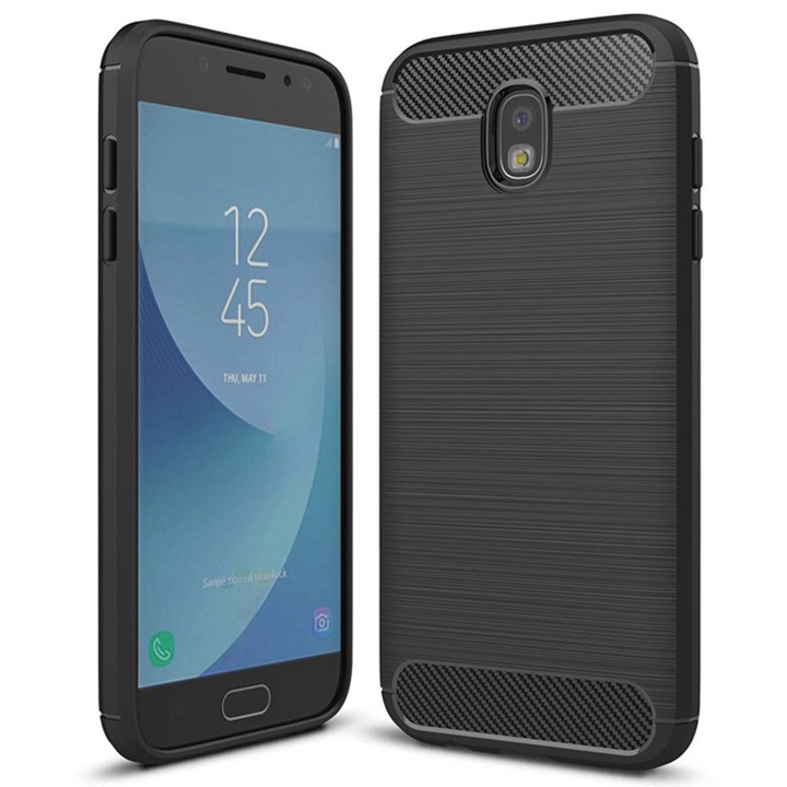 AZIAO Carbon Resistance Case за Samsung Galaxy J3 2017, TPU по-добра защита, Fiber Design, Anti-Shock Optimization, Long Term Case, Titanium Black