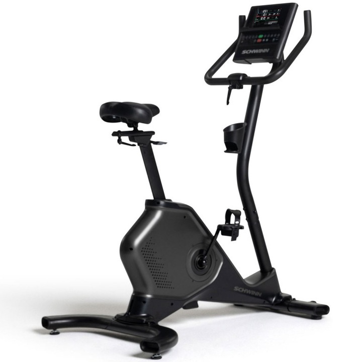 Велоергометър Schwinn 590U Upright, Bluetooth, ZWIFT, LCD екран, USB, тъчскрийн, MP3, Вградени bluetooth високоговорители, Транспортни колела, Максимално натоварване 150 кг, Черен