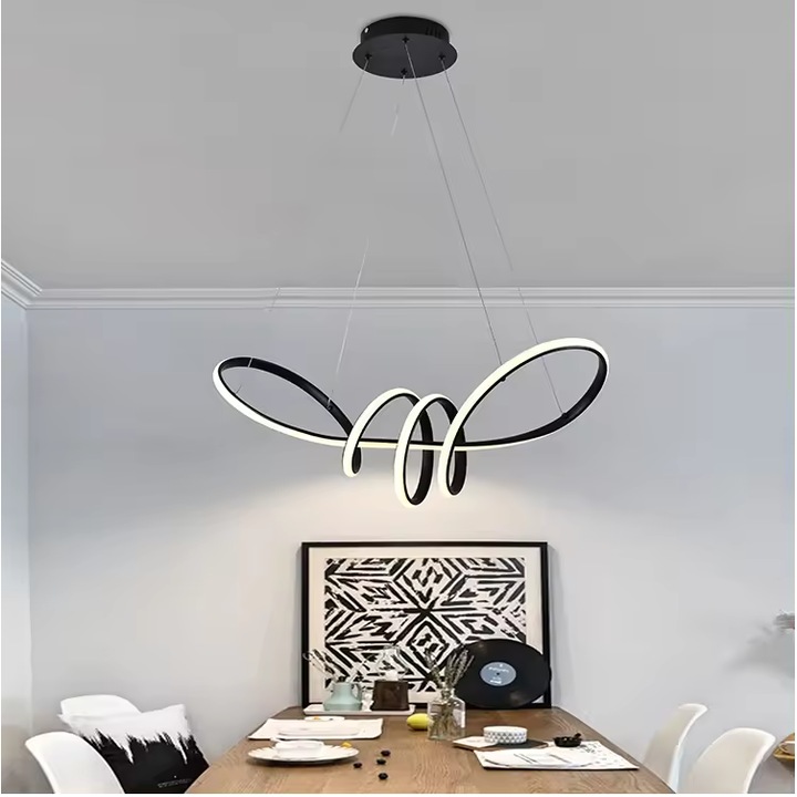 Lustra LED suspendata, spirala orizontala one piece, 65 x 25cm, negru, AVI-4415