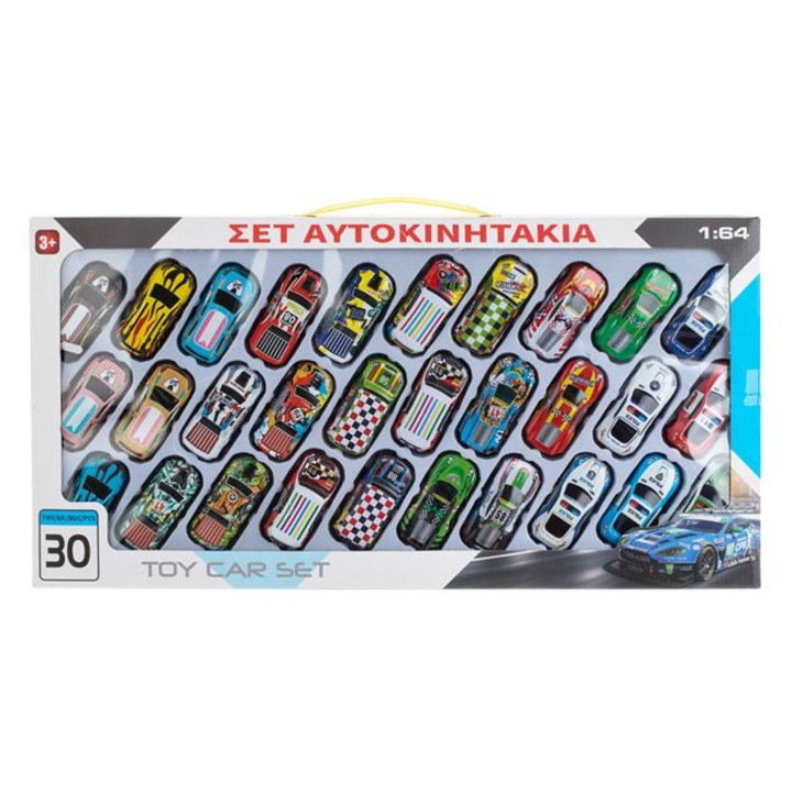 Комплект 30 колички, ляти под налягане, пластмаса, метал, многоцветни, мащаб 1:64, 3+ години