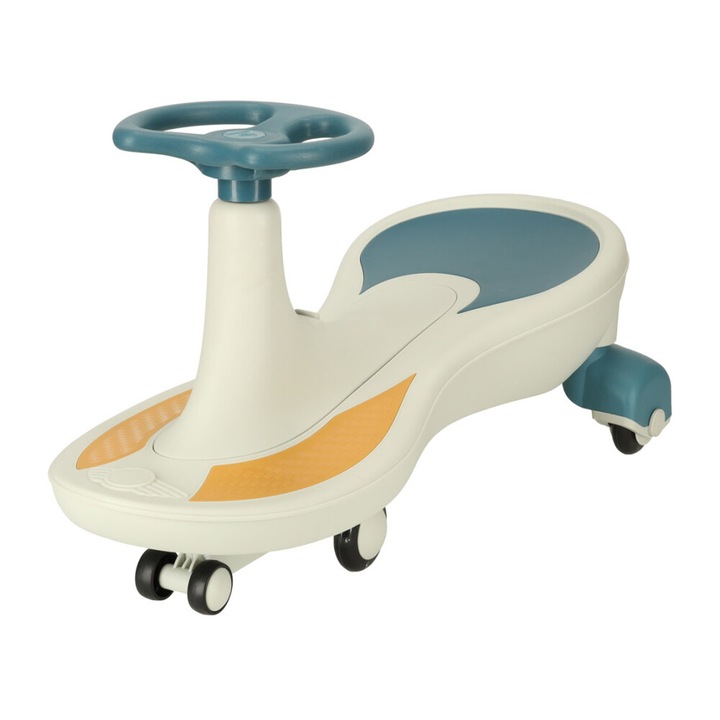 Masinuta Fara Pedale Cu Lumini si sunete, Swing Car, alb- albastru, 74 cm