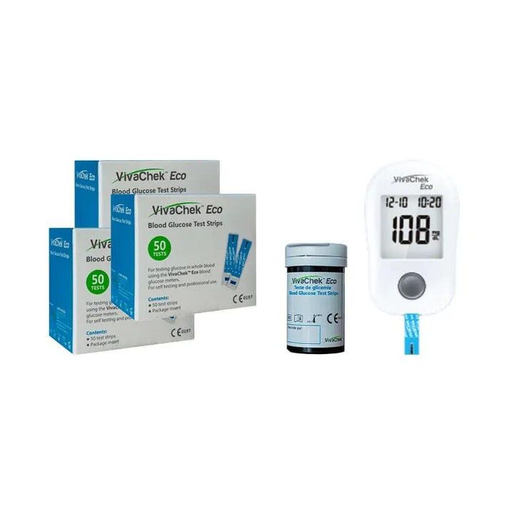 Pachet Glucometru VivaChek Eco + 150 Teste VivaChek Eco