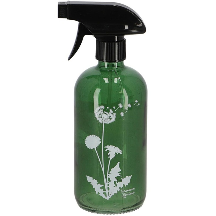 Pulverizator De Plante, Esschert Design, Fabricat Din Sticla, Capul Din Plastic Rezistent, Alb/Negru/Verde