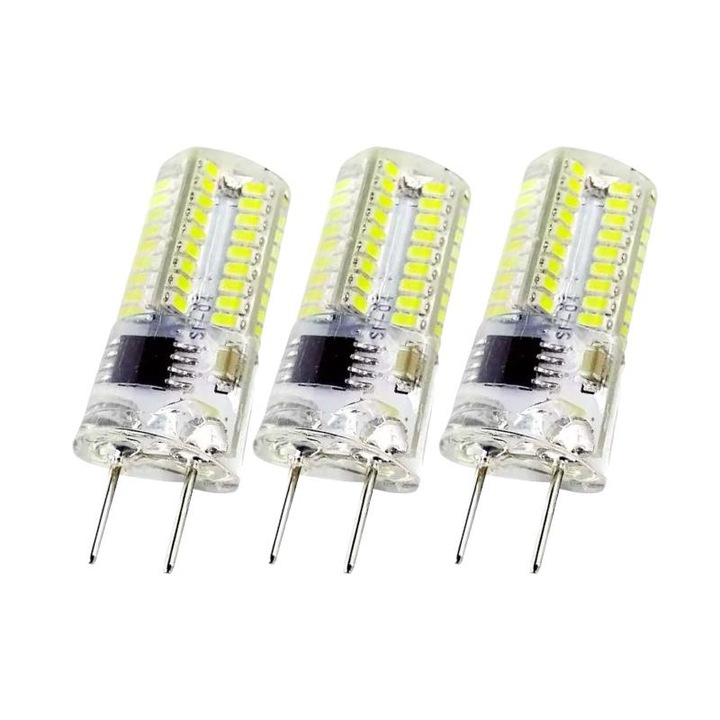 Set 3 buc bec led G4, 4W, alimentare la 220 V, nedimabil, lumina calda, AVI-4435