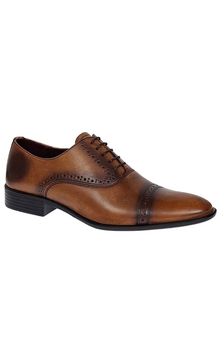 Pantofi barbati eleganti din piele naturala 200405, Maro