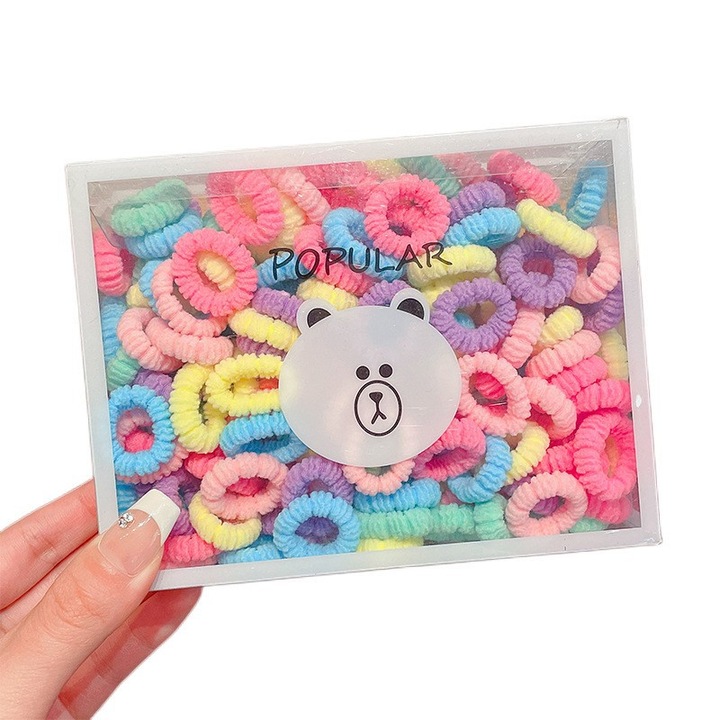 Hajgumi szett, kézzel készített, többszínű, 12x6x2cm