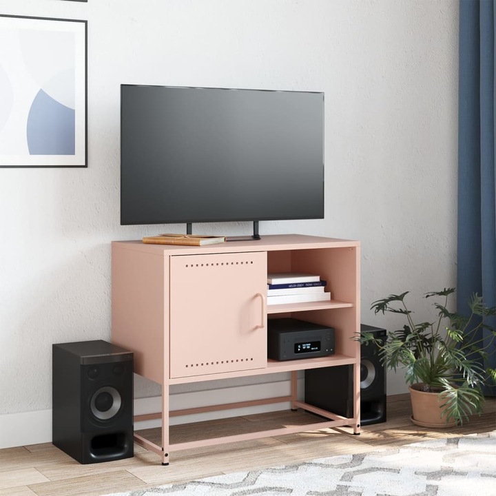 Dulap TV vidaXL, roz, 68x39x60,5 cm, otel, 10.3 kg