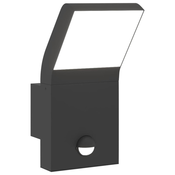 Lampa exterioara de perete cu LED/senzor vidaXL, negru, aluminiu turnat, 0.79 Kg