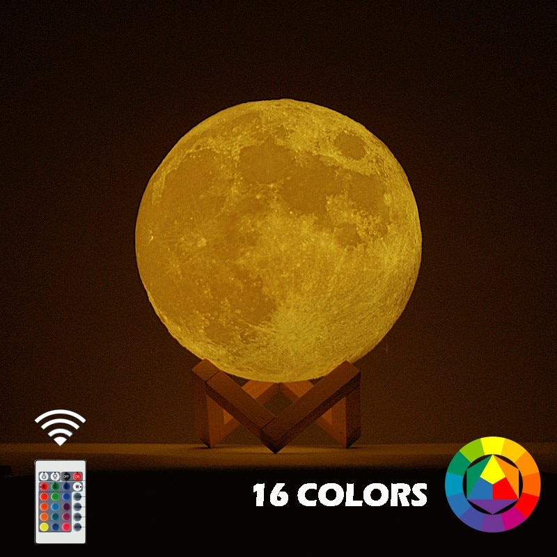 Lampa de veghe in forma de luna cu stele 3D Moon Light, Acumulator Lampa de veghe in forma de luna cu stele 3D Moon Light, Acumulator