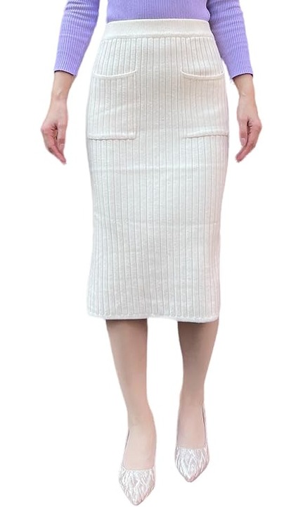 Fusta Tricotata Eleganta BETYFUL, Viscoza, Bej, XS-M INTL