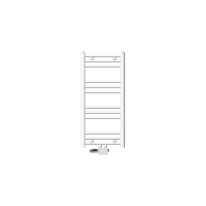 LuxeBath fürdőszobai melegítő, fehér, acél, 400x800 mm, egyenes, univerzális csatlakozókészlet