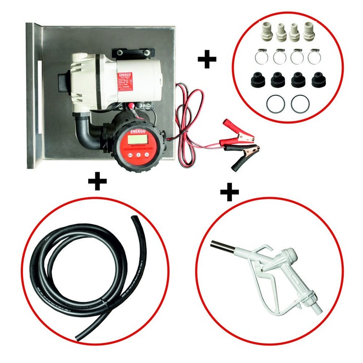 Pompa transfer cu membrana pentru Adblue Qmax-40L/min Hmax-35mCA cu debitmetru si kit pistol/fortune 12V Energo