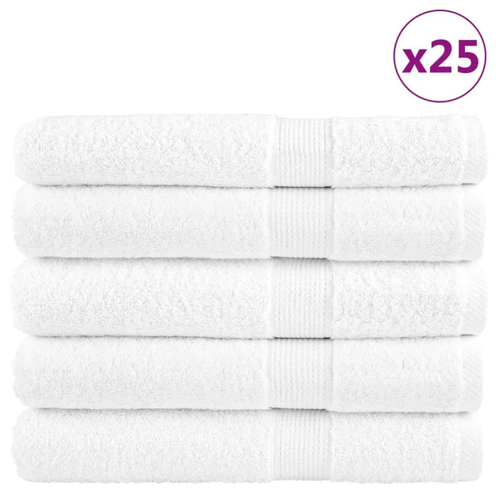 Комплект премиум кърпи SOLUND vidaXL, 25 бр, бели, 100x200 см, 600 gsm, 27.5 kg