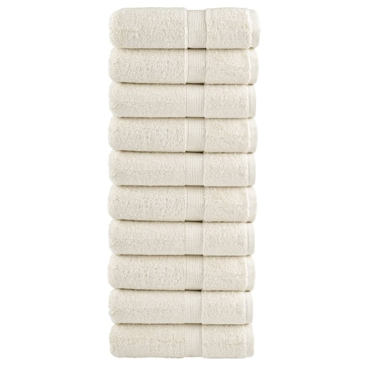 Prosoape oaspeti premium vidaXL, SOLUND, 10 buc. crem, 30x50 cm, 600 gsm, 0.82 kg