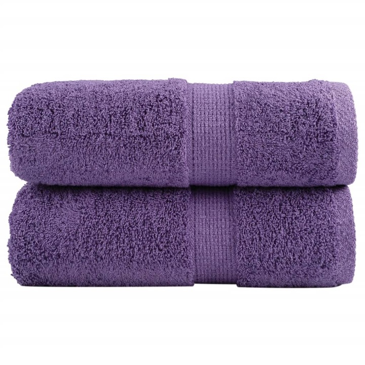 Set prosoape maini premium vidaXL, SOLUND, 2 buc, violet, 30x30cm, 600 gsm, 0.1 kg