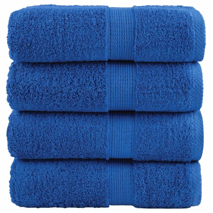 Set prosoape maini premium vidaXL, SOLUND, 4 buc, albastru 30x30cm, 600gsm, 0.2 kg