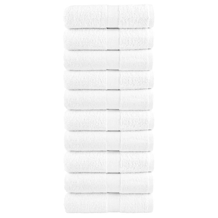 VidaXL prémium vendégtörölközők, SOLUND, 10 db, fehér, 30x50cm, 600gsm, 0.82 kg