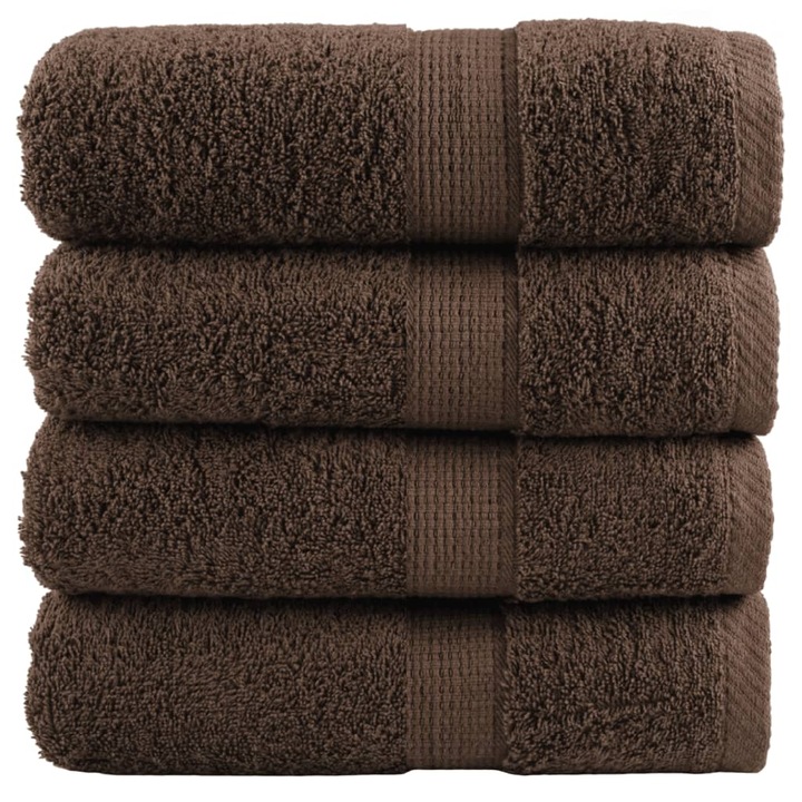 Set prosoape maini premium SOLUND vidaXL, 4 buc, maro, 30x30cm, 600gsm, 0.2 kg