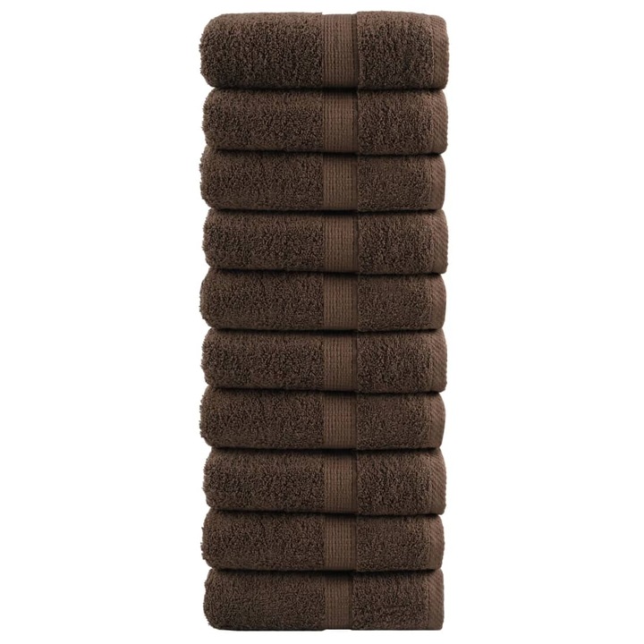 Prosoape oaspeti premium SOLUND, vidaXL, 10 buc. maro, 30x50cm, 600gsm, 0.82 kg