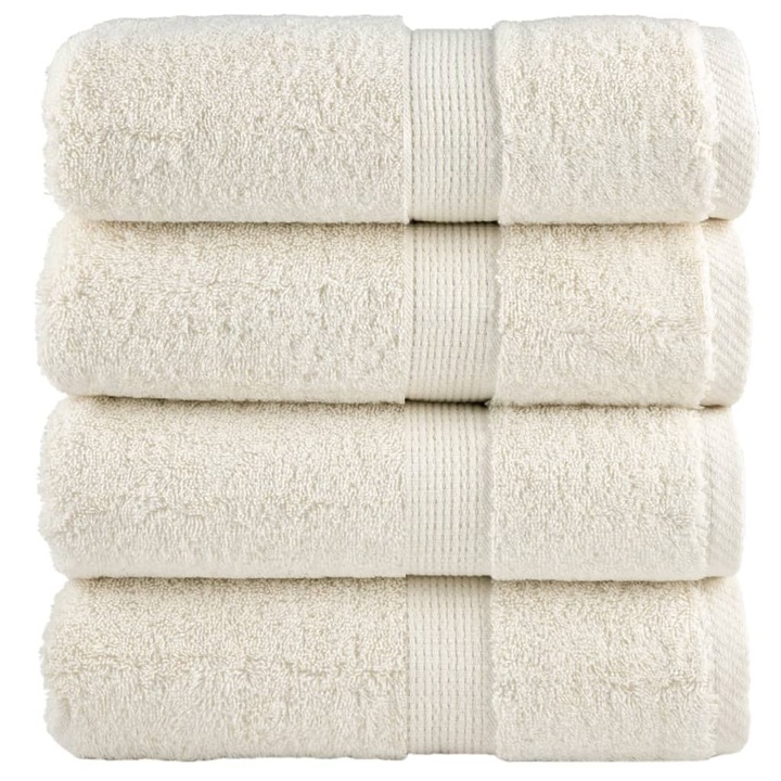 SOLUND vidaXL prémium kéztörlő szett, 4 db, krém, 30x30 cm, 600 gsm, 0.2 kg