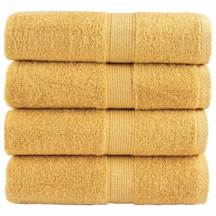 SOLUND vidaXL prémium kéztörlő szett, 4 db, arany, 30x30cm, 600gsm, 0.2 kg