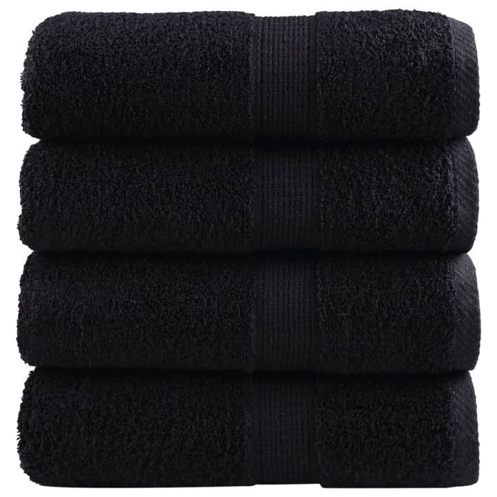 Prosoape oaspeti premium vidaXL, SOLUND, 4 buc. negru, 30x50 cm, 600 gsm, 0.33 kg
